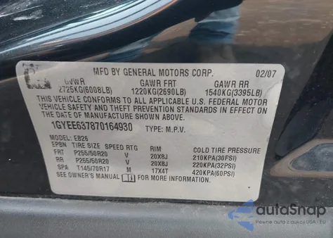 2007 Cadillac Srx V6 из США, поврежденный, VIN 1GYEE637870164930